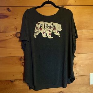 Maurice’s Women’s Plus Size 3x Floral Mama Bear T-Shirt Dark Gray Very Soft